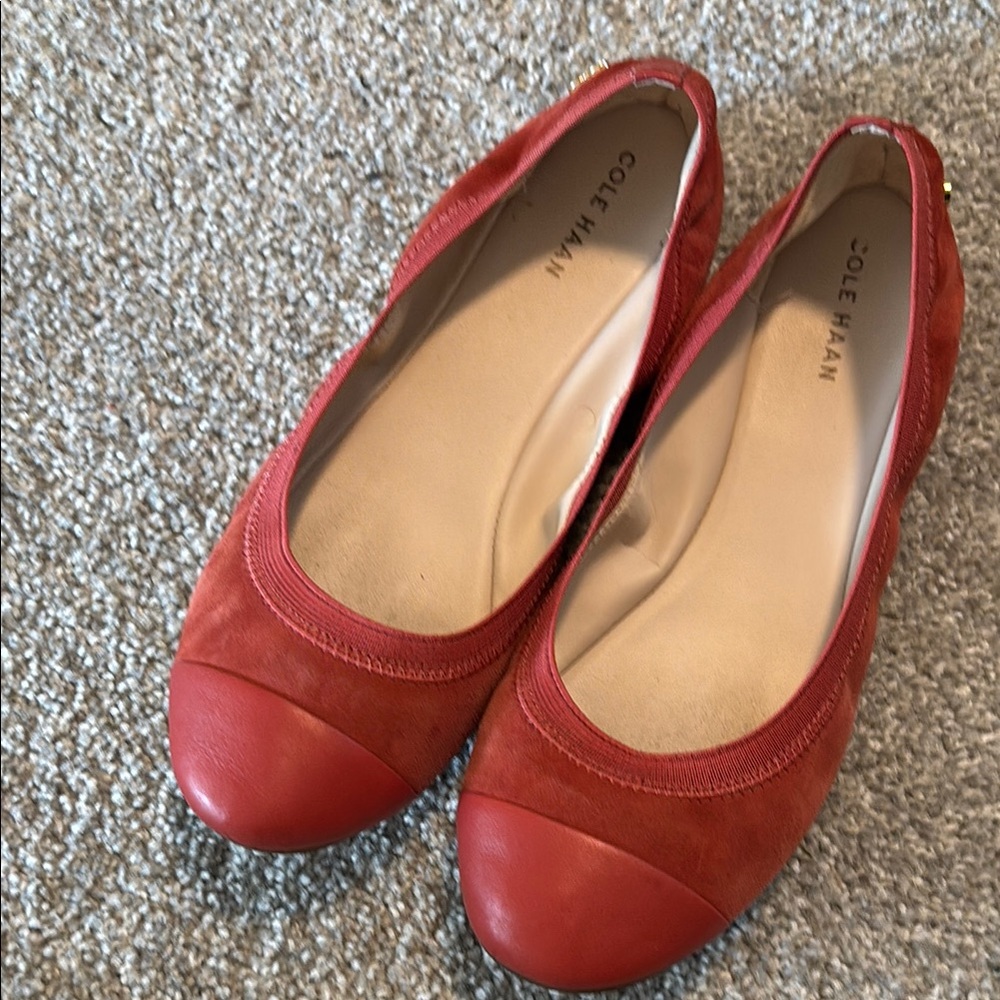 Cole Haan Orange Suede Leather Ballet Flats